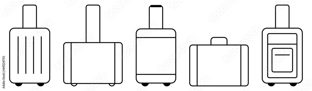 Set of baggage line icons. Travel concept. Vector illustration isolated on white background Set of baggage line icons. Travel concept. Vector illustration isolated on white background
