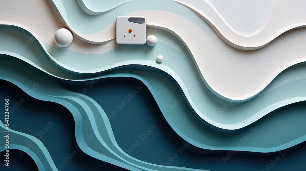 A wavy design inspired by sound frequency waves of a calming lullaby flat lay. - obrazy, fototapety, plakaty 