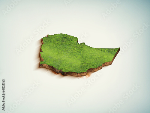High-quality Ethiopia 3D soil map, Ethiopia 3D soil map render.