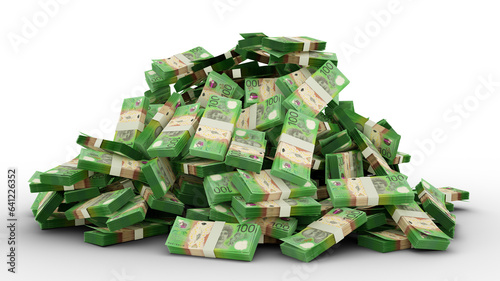 Big pile of Australian dollar notes a lot of money over transparent background. 3d rendering of bundles of cash