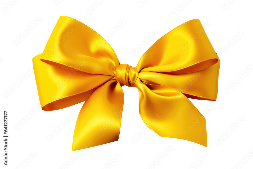 Large Yellow Gift Bow Against White Large Yellow Gift Bow Against White