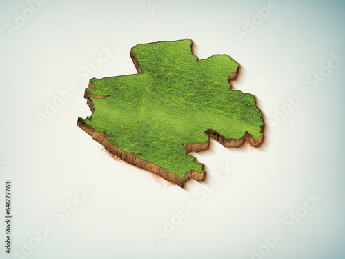 High-quality Gabon 3D soil map, Gabon africa 3D soil map render.