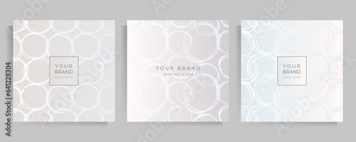 Abstract elegant background in pastel gray color. Cover design for menu, catalogue, booklet, portfolio, folder. Set of square format vector templates.