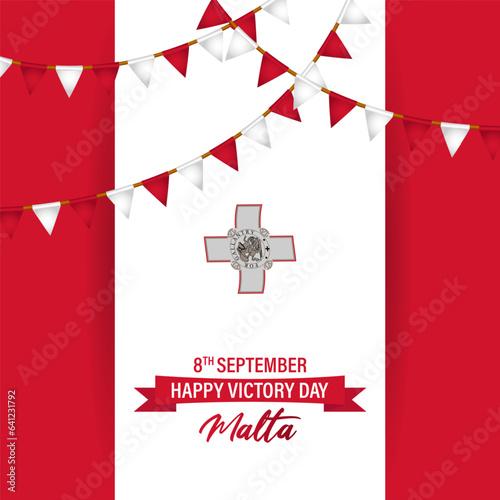 Vector illustration of Malta Victory Day social media story feed template