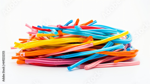 Cut insulated colorful wires isolated on white background