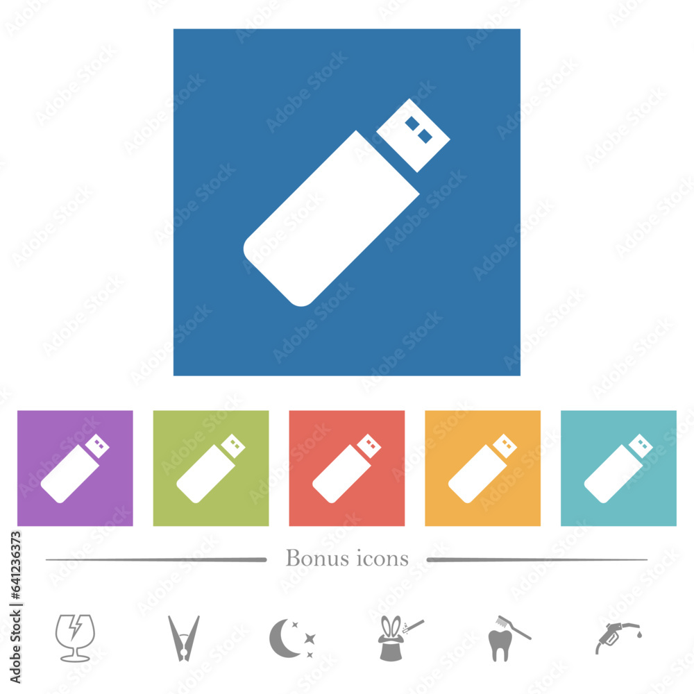 Pendrive flat white icons in square backgrounds Pendrive flat white icons in square backgrounds