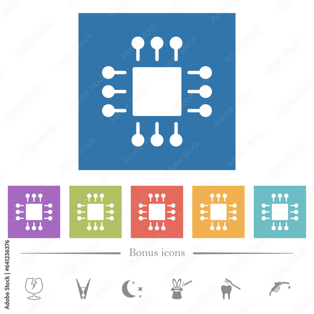 Microchip solid flat white icons in square backgrounds Microchip solid flat white icons in square backgrounds