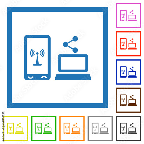 Share mobile internet flat framed icons