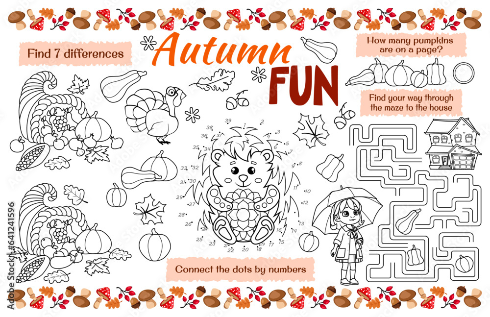 Fototapeta premium Festive placemat for kids. Printable sheet 