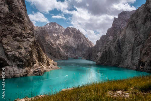 a Beautiful landscape of famous mountain Lake Kel Suu. Located Kyrgyzstan at summer time © Lana Kray