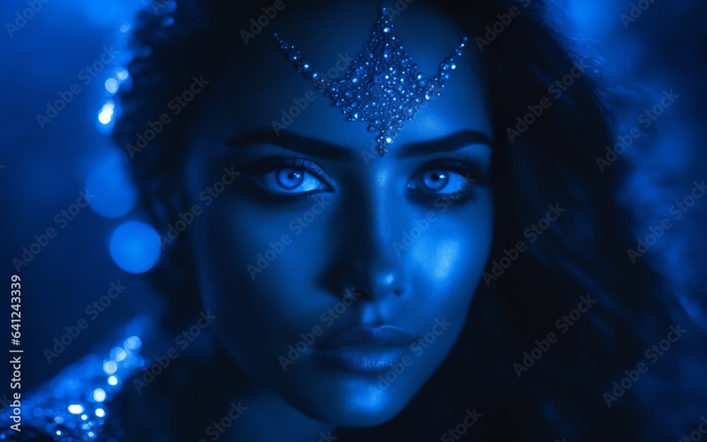 Portrait of a woman with eyes, generative AI