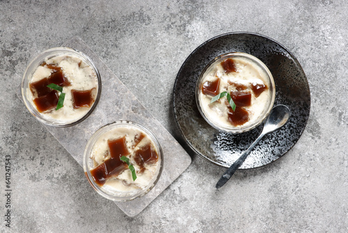 Chinese New Year Cake or Nian Gao Steamed with Coconut Milk.  photo