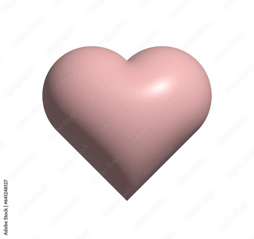 Beige heart isolated. Elements for valentine day. Mother day. 3d rendering. PNG with transparent background. Flat lay