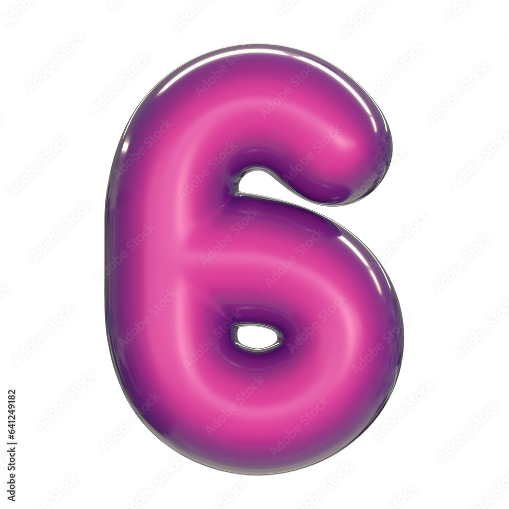 Round pink glossy font 3d rendering number 6 Round pink glossy font 3d rendering number 6