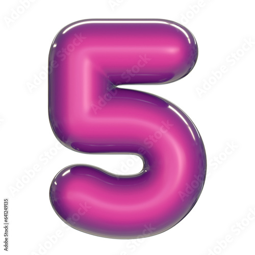Wallpaper Mural Round pink glossy font 3d rendering number 5 Torontodigital.ca