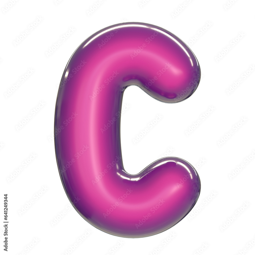 Round pink glossy font 3d rendering letter C Round pink glossy font 3d rendering letter C