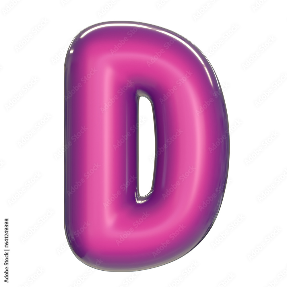 Round pink glossy font 3d rendering letter D Round pink glossy font 3d rendering letter D