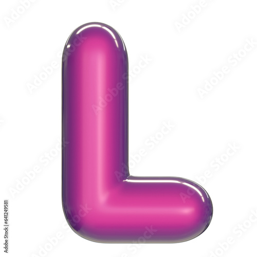 Round pink glossy font 3d rendering letter L