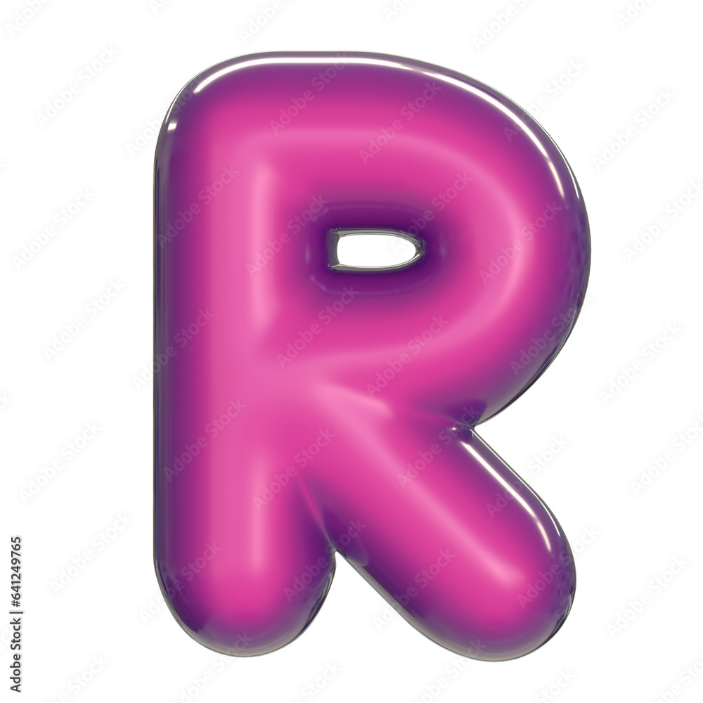 Round pink glossy font 3d rendering letter R Round pink glossy font 3d rendering letter R
