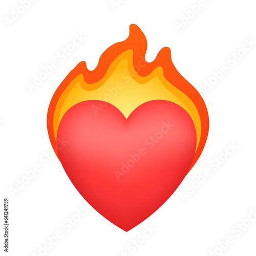 Heart on fire emoji isolated on white background. Emoticons symbol modern, simple, vector, printed on paper. icon for website design, mobile app, and UI. Vector Illustration