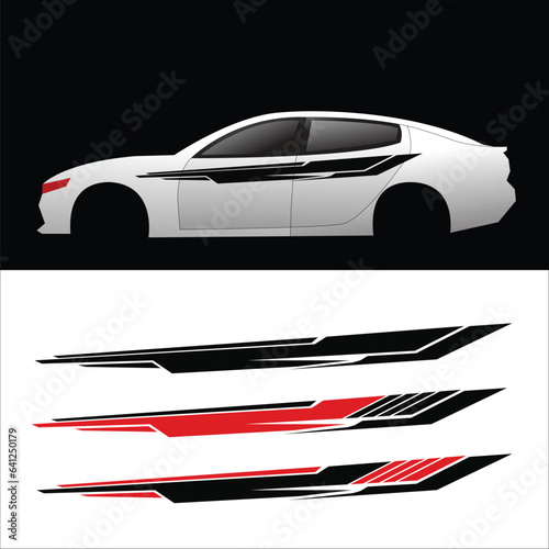 vector livery decal for white sedan car body wrap.