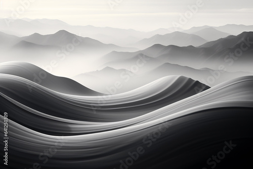 Fototapeta Naklejka Na Ścianę i Meble -  Black and white photo of Serene tranquil white sand inspired by dune