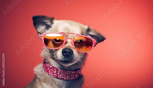 Dog in Glamorous Attire and Sunglasses Striking Poses © kilimanjaro 