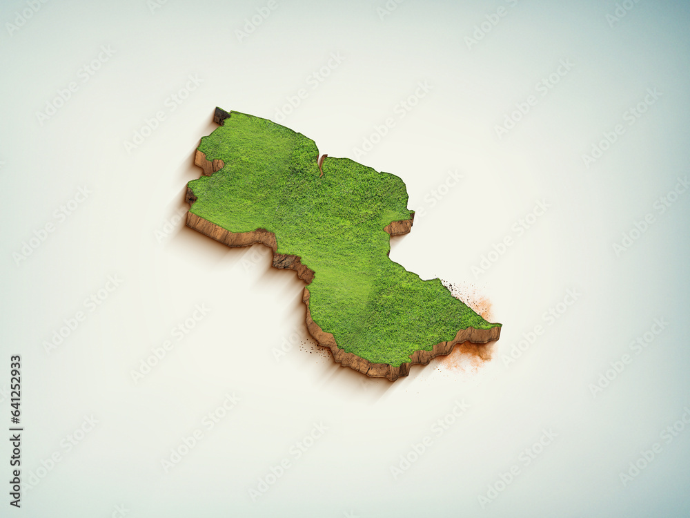 High-quality Guyana 3D soil map, Guyana 3D soil map render.