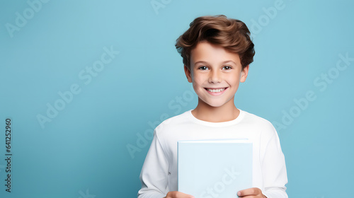 A boy holding a book