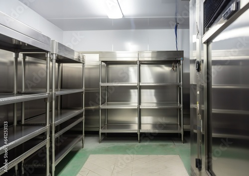 Empty, New, Clean Kitchen Storage Room - Stainless Steel