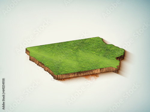 High-quality Iowa USA 3D soil map, Iowa 3D soil map render.