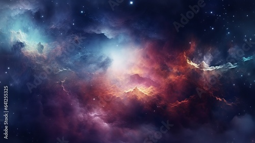 Colorful cloud nebula in a galaxy in space. luminous night sky. Astronomy and universe science. Background image of a supernova