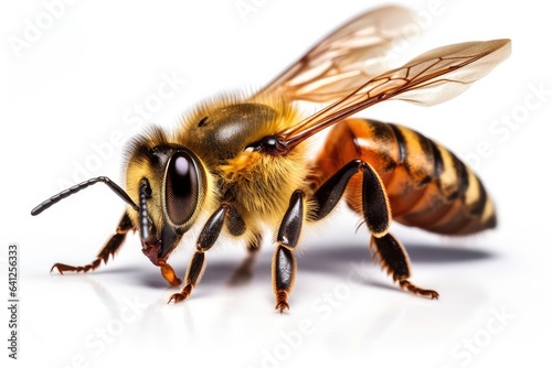 Bee photo realistic illustration - Generative AI. © Mariia