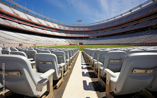 The stadium seats along with the architectural elements of the stadium