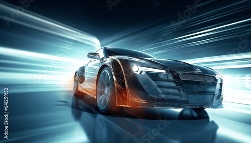Fast Car with Blurring Lights - Abstract Sports Concept