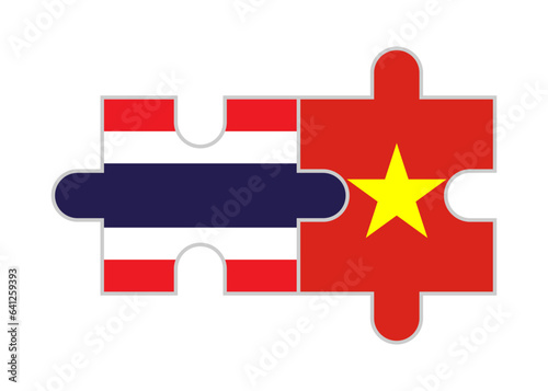 puzzle pieces of thailand and vietnam flags. vector illustration isolated on white background