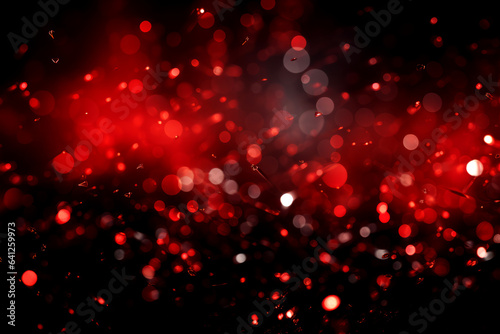 Abstract Red Neon Christmas color bokeh texture. Sparkling blur holiday light. Christmas new year eve blurred background. Disco music bright glow design. Generted AI
