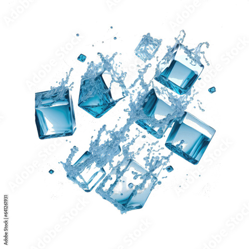 ice cubes watersplashes on transparent background photo