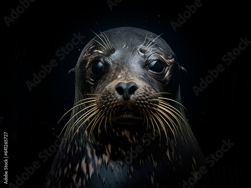 Obraz na płótnie portrait seal with black background w salonie