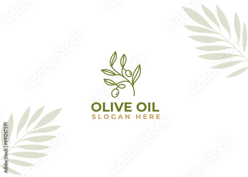 Olive logo icon design template with line art style, cosmetics and beauty food natural extra virgin oil