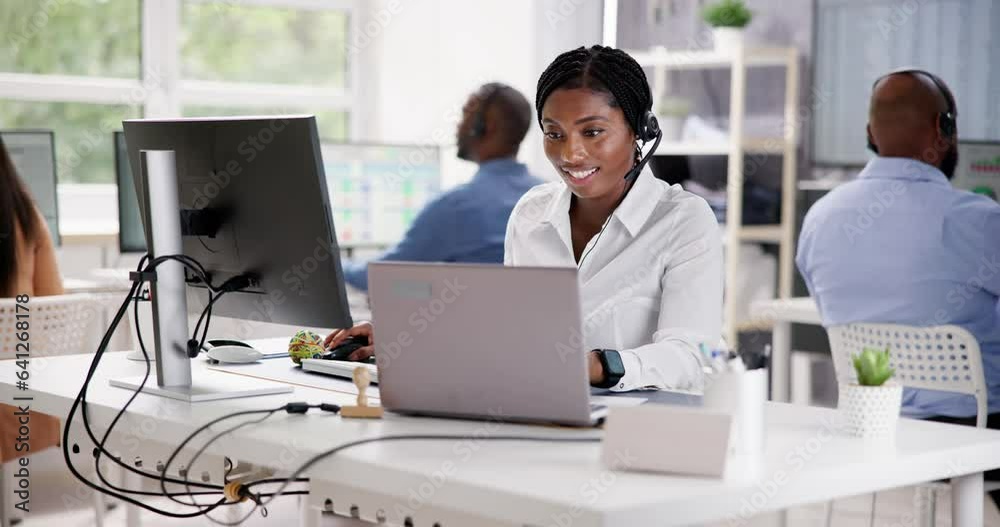 Portrait Of A Smiling African Female Customer Service