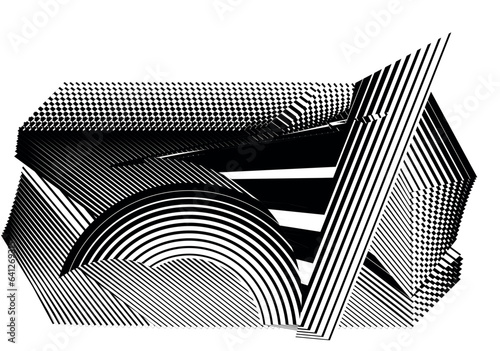 op art halftone lines abstract black and white background, vector texture