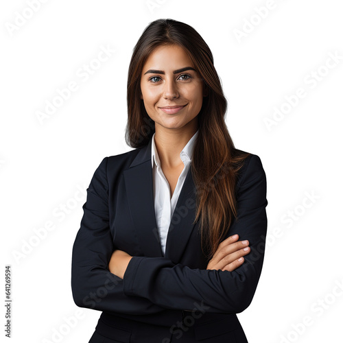 Obraz na płótnie A happy professional woman posing confidently with arms crossed alone on a transparent background w salonie