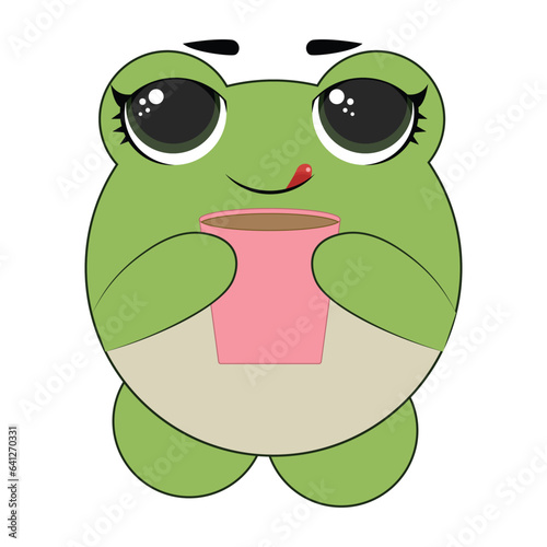 Baby frog smiling in a kawaii style