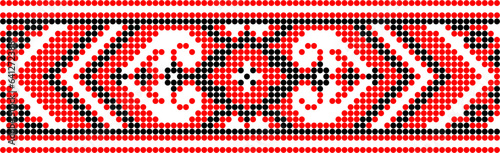 Vector illustration of Ukrainian ornament in ethnic style, identity, vyshyvanka, embroidery for print clothes, websites, banners. Background. Geometric design, border, copy space, frame