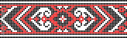 Vector illustration of Ukrainian ornament in ethnic style, identity, vyshyvanka, embroidery for print clothes, websites, banners. Background. Geometric design, border, copy space, frame