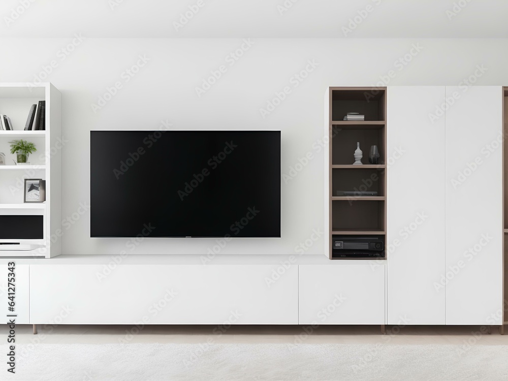 modern living room with TV and Cabinet On white background modern living room with TV and Cabinet On white background