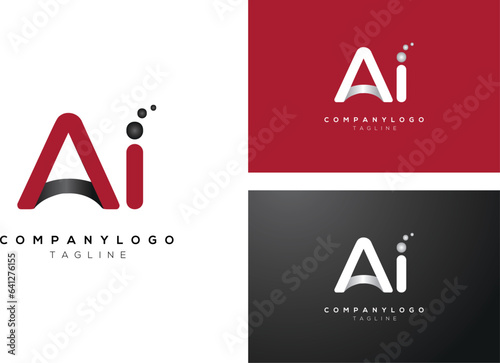 AI initials monogram letter text alphabet logo design artificial intelligence

