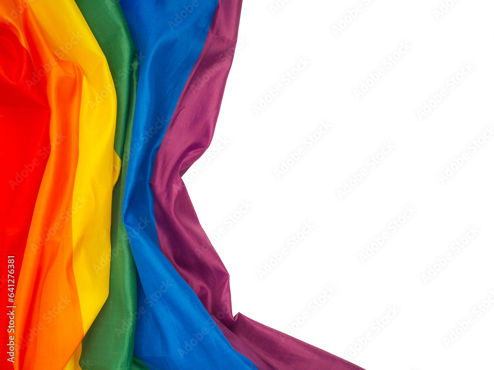 Part of the rainbow flag or LGBTQ flag is on a transparent background. Pride month