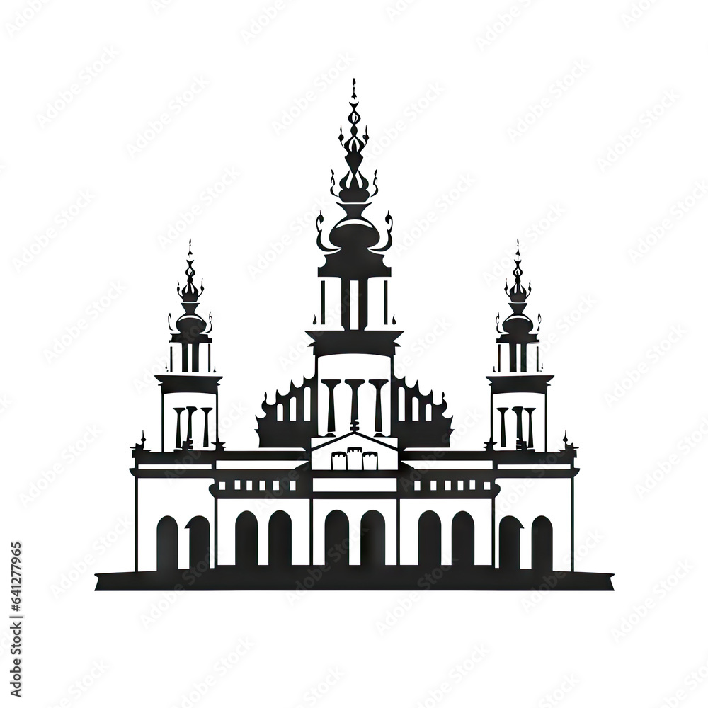 Poland Temple Icon, Europe Palace Isolated, Ancient Church Silhouette, Historical Architecture Castle Minimal